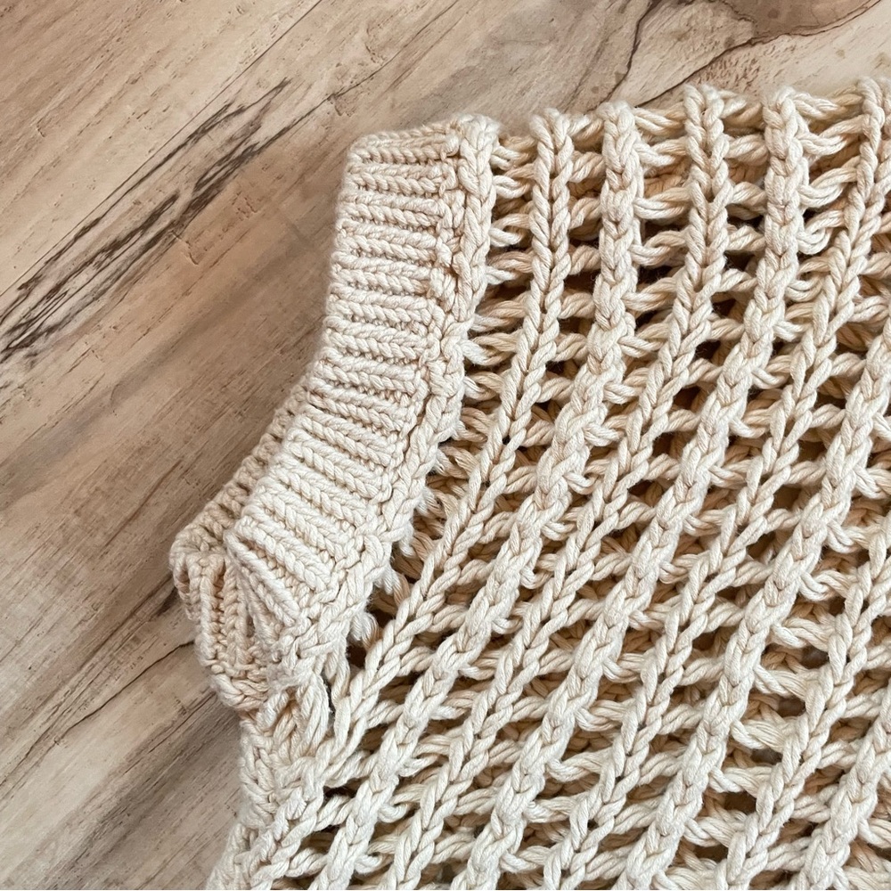 Crochet Open-Knit Boxy Top - Cream - Picture 6 of 12